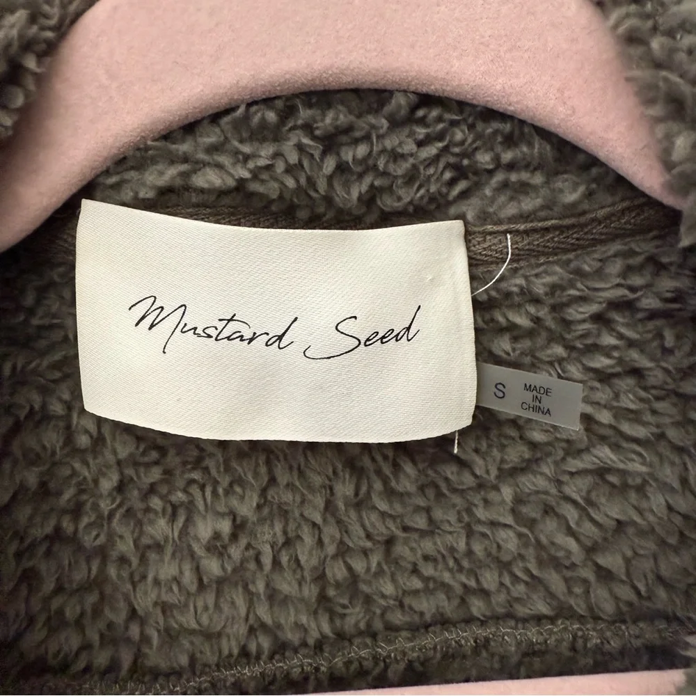 Mustard Seed Oversized Gray Fleece Teddy Shacket Cozy Jacket Womens Size Small
